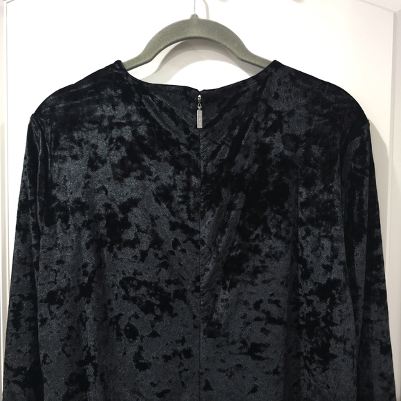 MICHAEL Michael Kors Crushed Black Velvet Bodycon Long Sleeve Dress, Ruffles, XL - Picture 8 of 15
